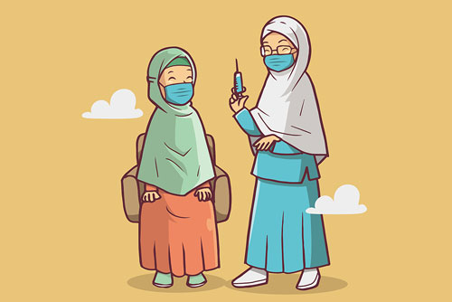 دانلود وکتور پرستار درحال واکسن زدن ویژه روز پرستار لایه باز